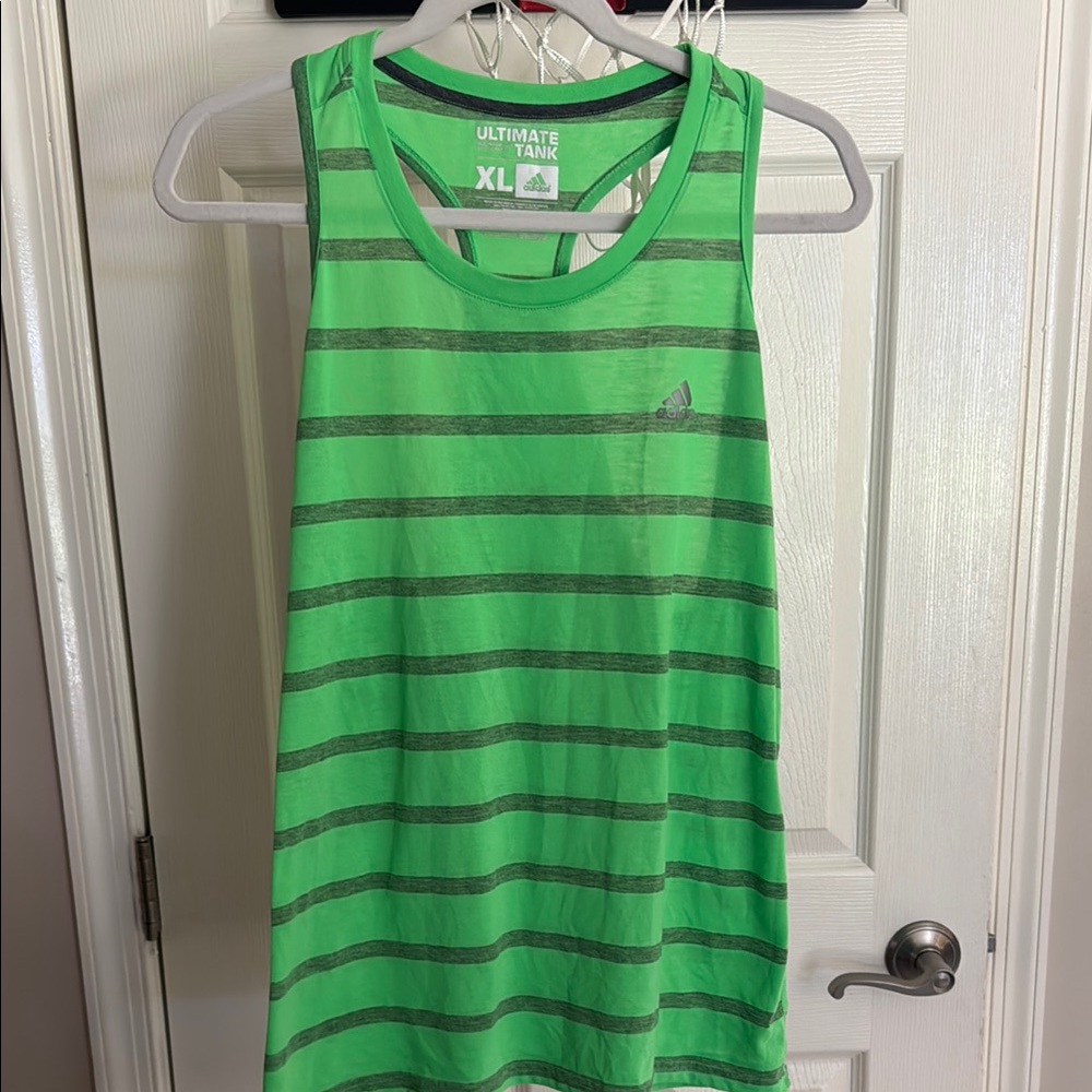 Adidas Green Striped Tank Top